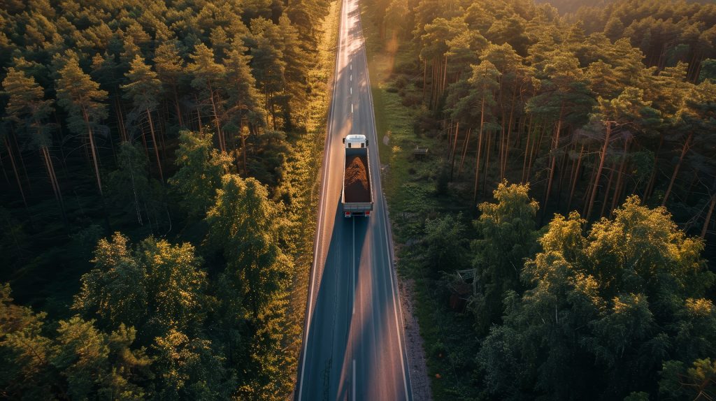 Lastbil transporterar bort sanerad jord